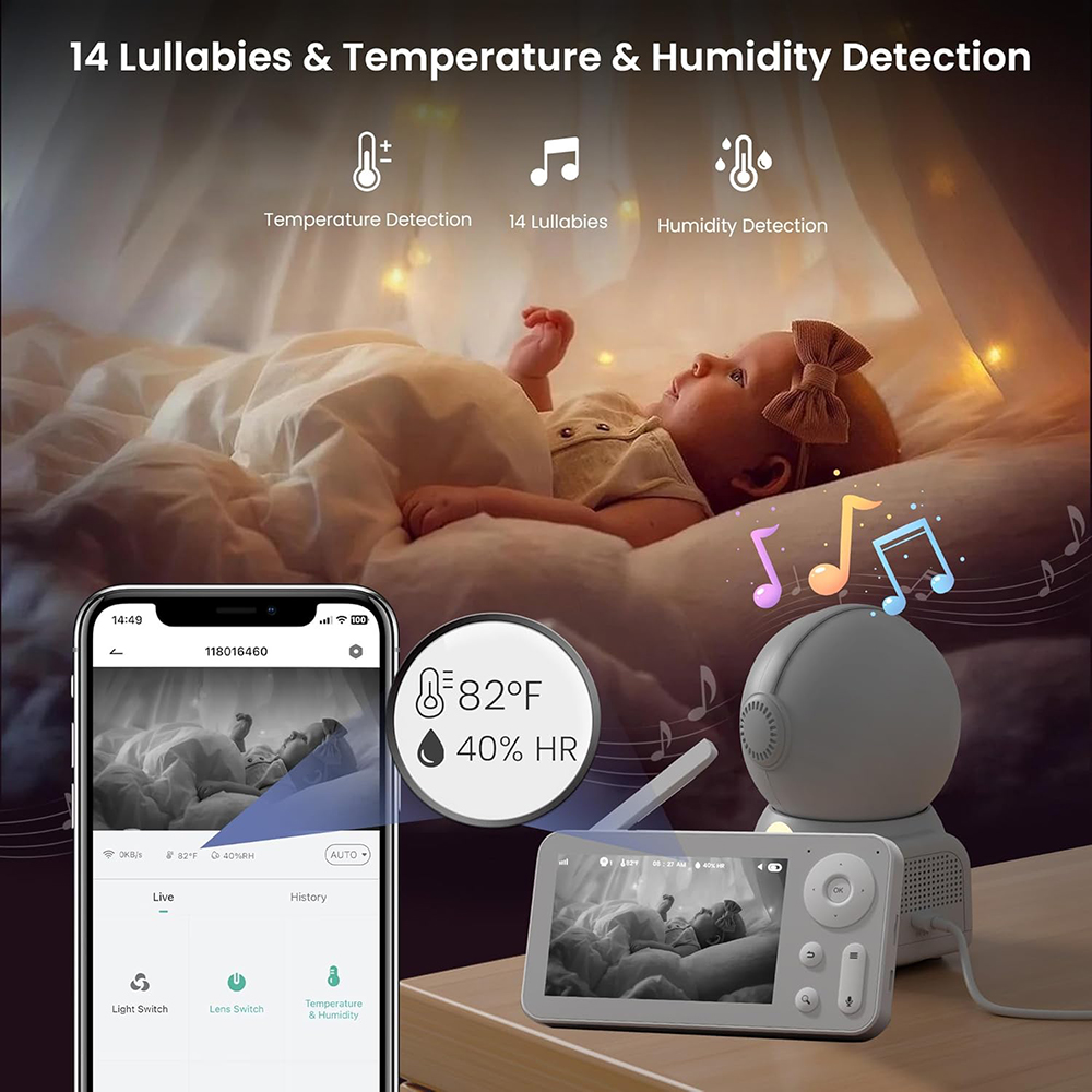 Babyphone 2K avec 2 Caméras et - Audio Music Light avis et prix